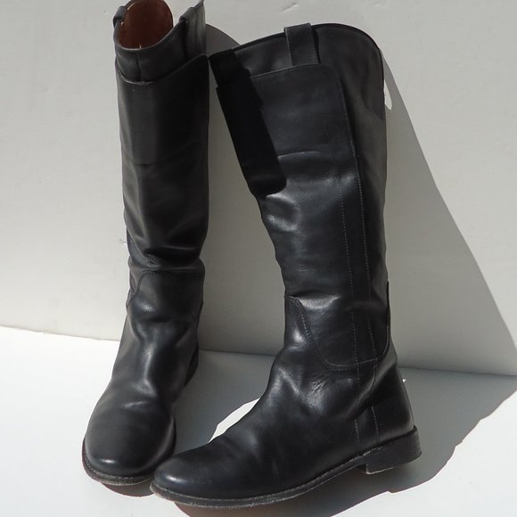 SIZE 7 B. FRYE Paige tall riding black leather boots. - Picture 16 of 16